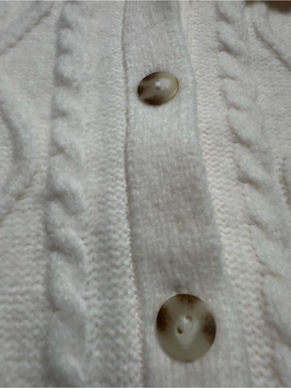 Abercrombie & Fitch Ivory Cable Knit Collared Cardigan Sweater - Picture 7 of 12
